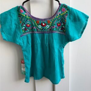 Mexican Embroidered Pueblo Blouse Shirt // Baby Girls size 2 T toddler